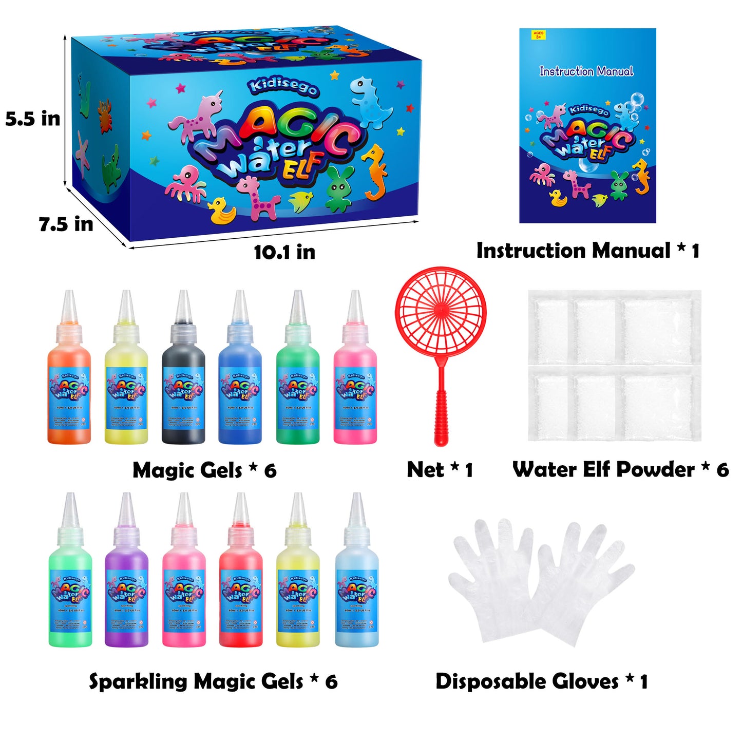Kidisego 12 Bottle Magic Water Elf Toy Kit-18 Molds